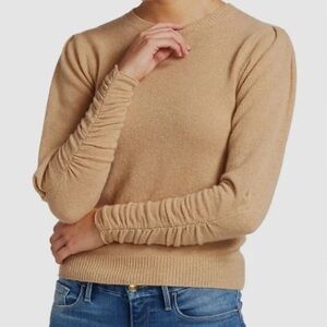 FRAME Women's Brown Gabby Recycled Cashmere Wool Puff Sleeve Sweater